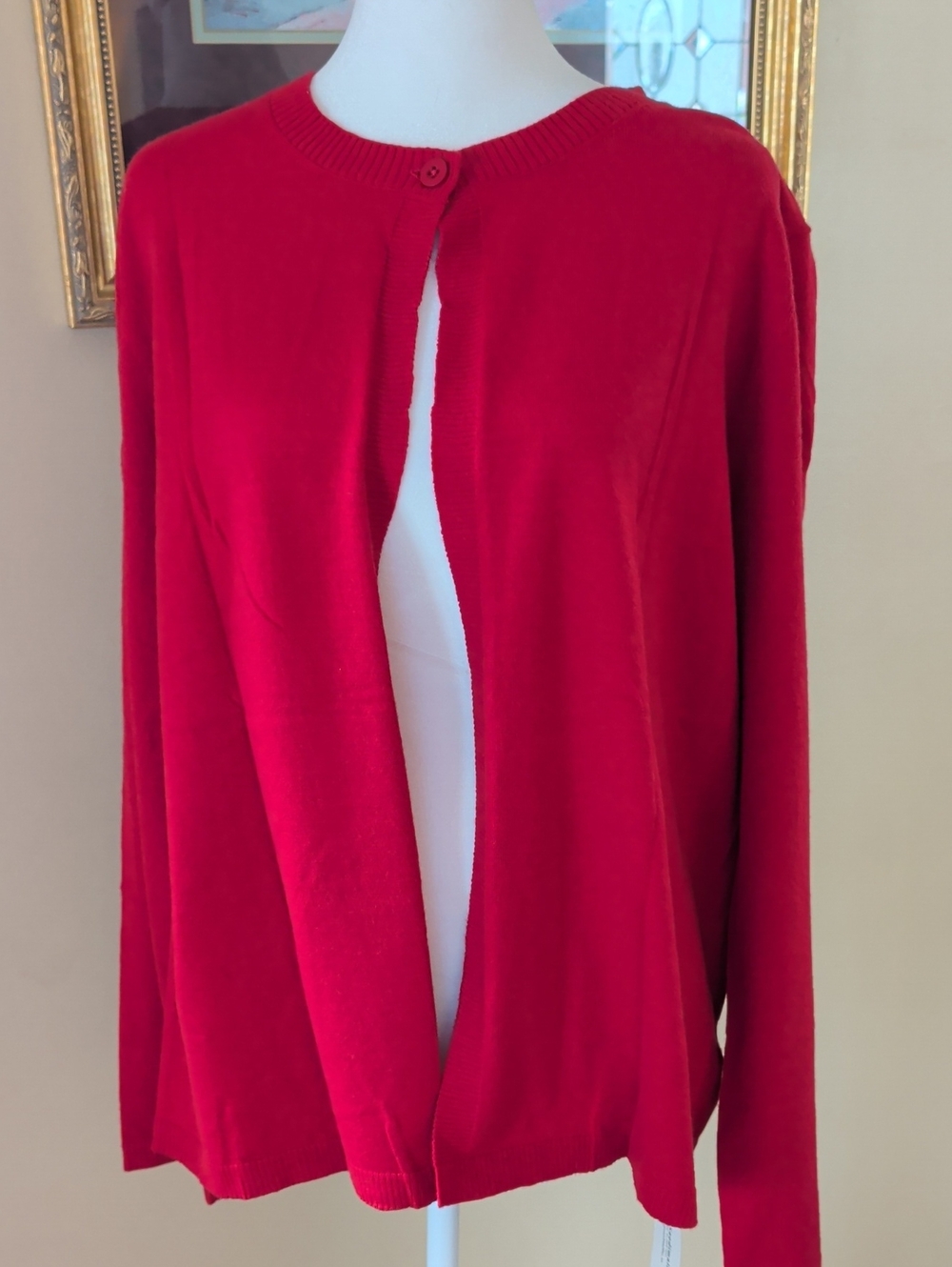 Women's Red Single-Button Lightweight Cardigan